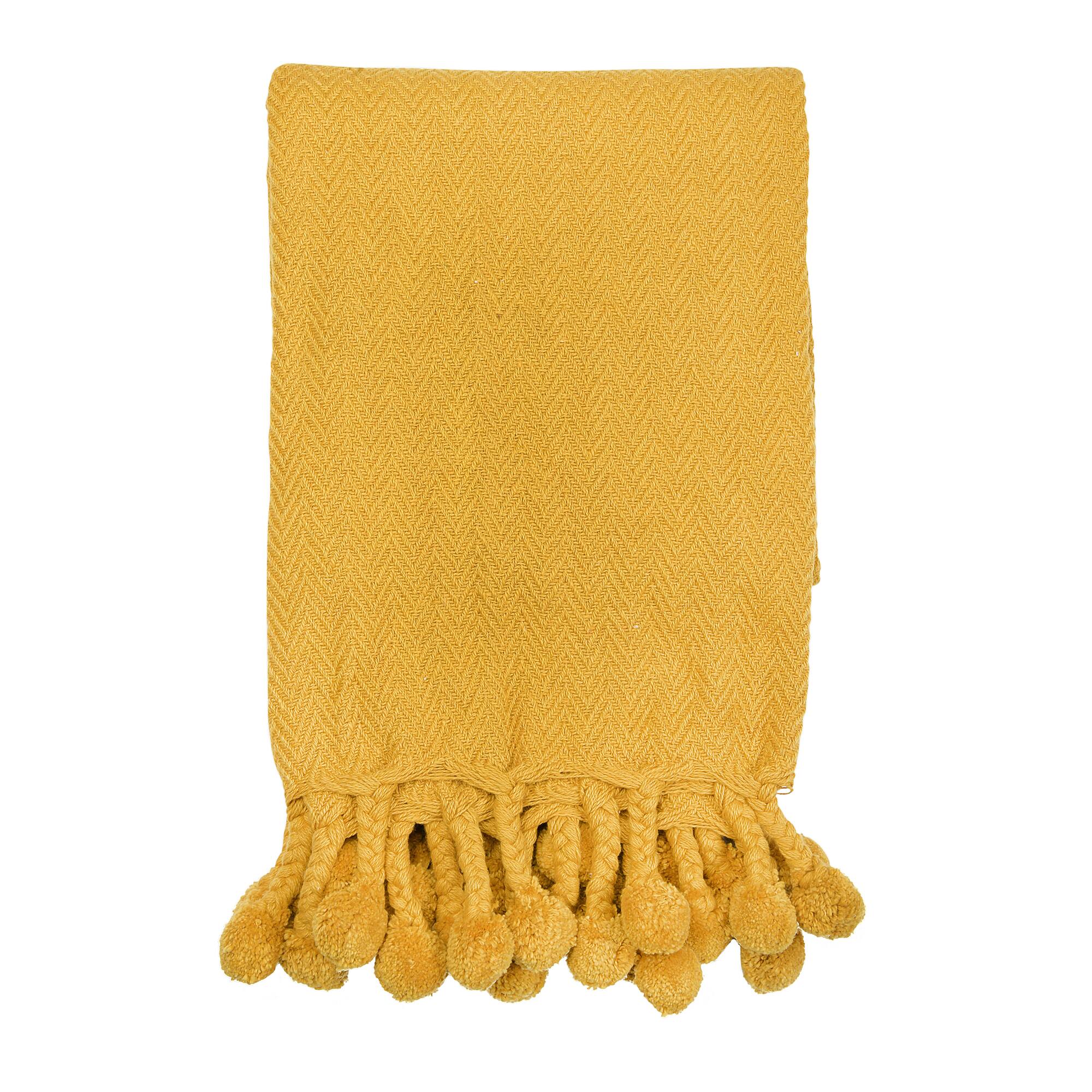 Hello Honey® Woven Cotton Pom Pom Throw